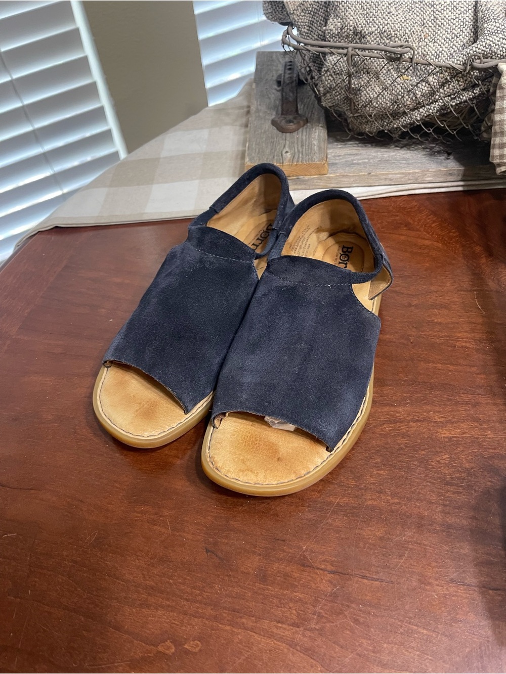 Born Cove Navy Blue Suede Flat Sandals